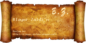 Blayer Zalán névjegykártya